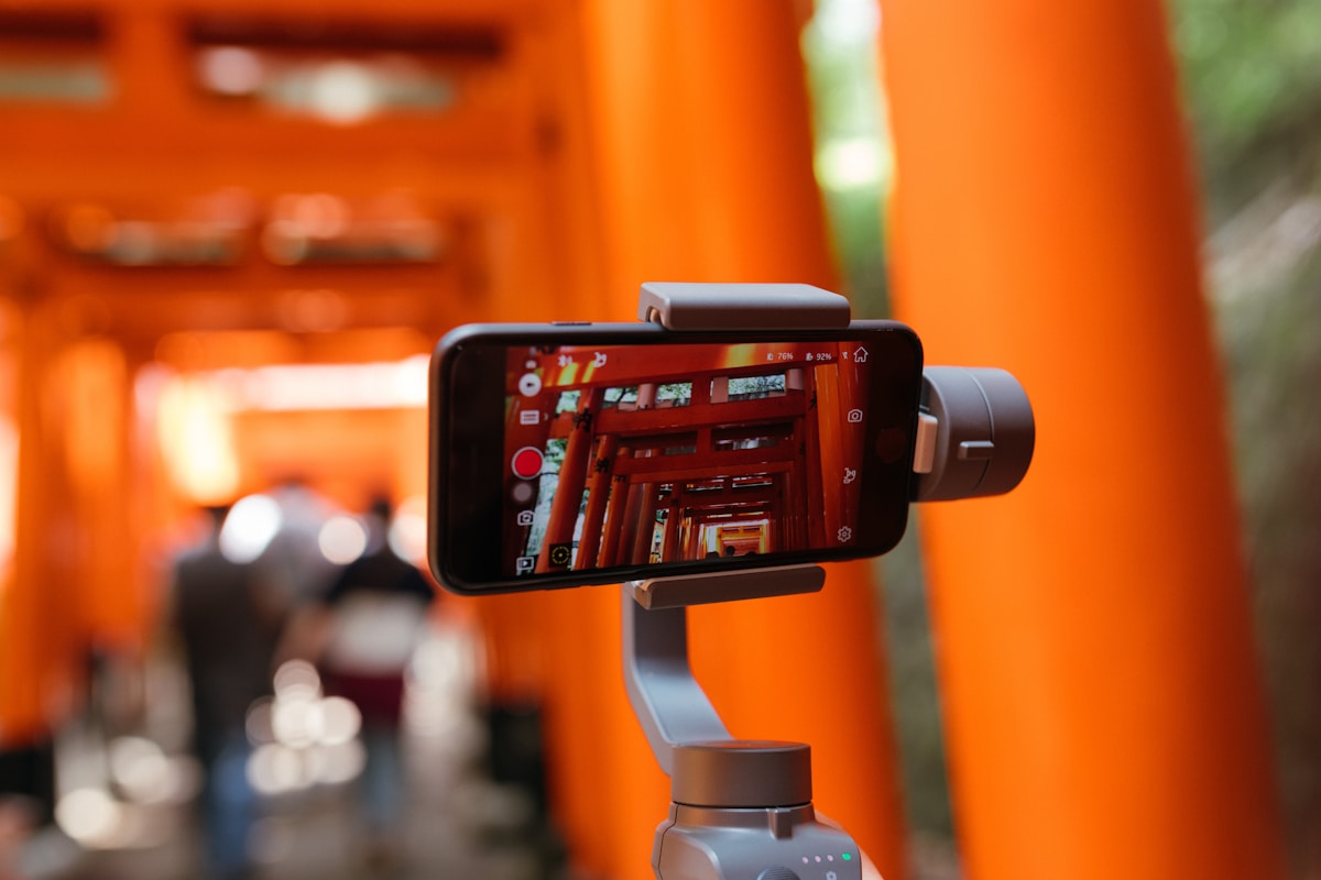 Someone filming vertical video content on a phone