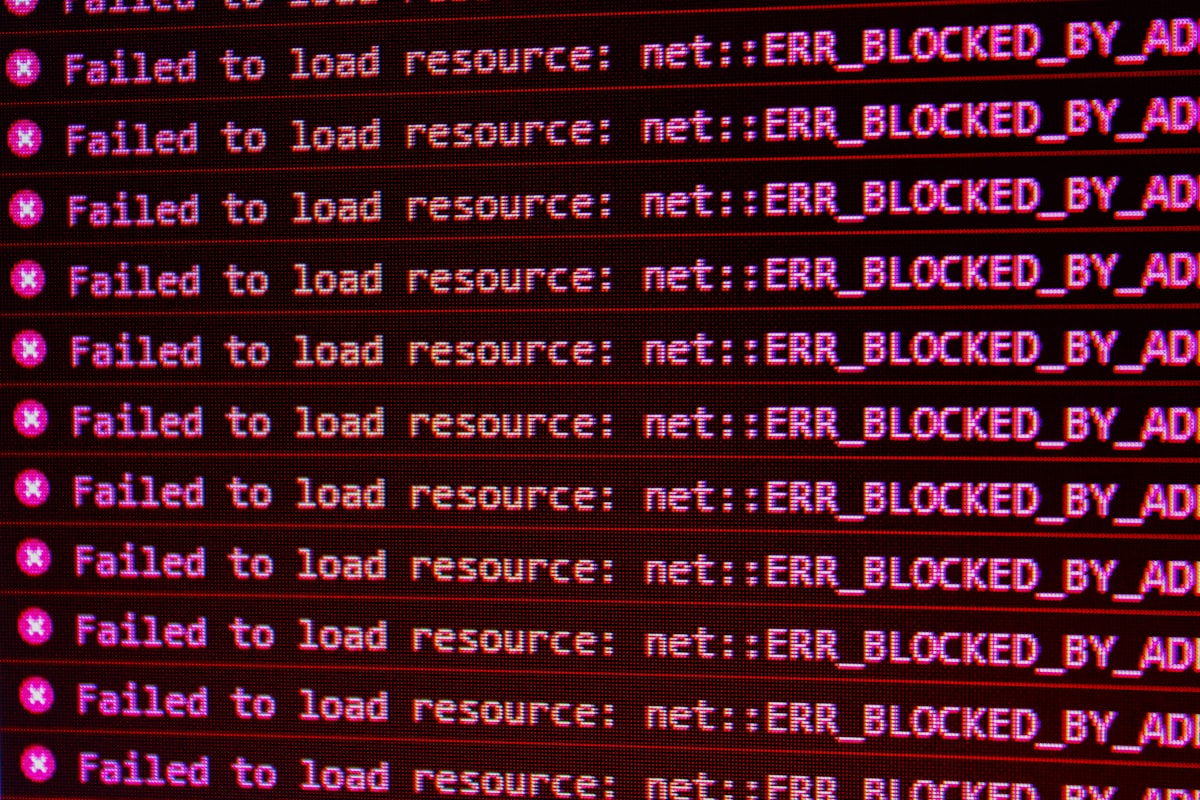 Red error messages on a black computer screen