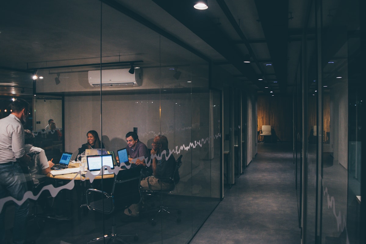 Team working together in an office setting